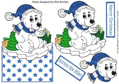 Polar Bear on Ice in Blue Hat Over the Edge Crd
