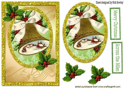Gold Bell with Snow Scene Topper & Card
