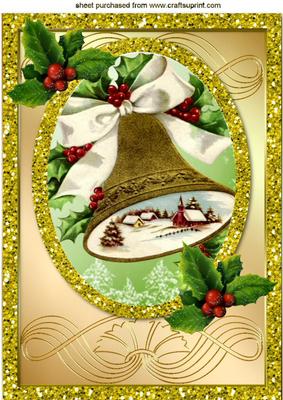 Gold Bell with Snow Scene A4