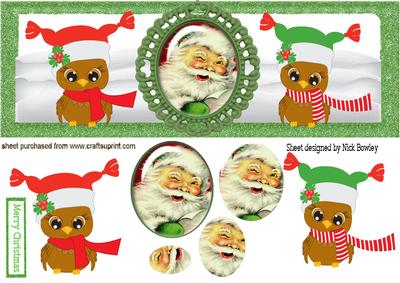 Cute Little Owls & Santa Pyramids Dl Card