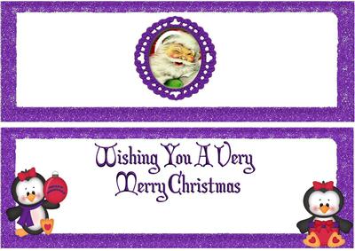 Cute Little Penguins in Purple & Santa Dl Insert