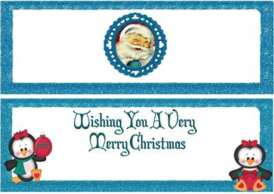 Cute Little Penguins in Blue, with Santa Dl Insert