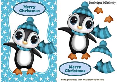 Little Penguin in Blue Bobble Hat in Star Frame