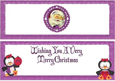 Cute Little Penguins in Pink with Santa Dl Insert