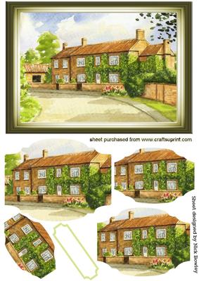Pretty Picture of a Row of Cottages Bracket Pyramids
