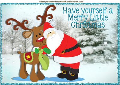 Big Santa Cuddles with His Reindeer A4