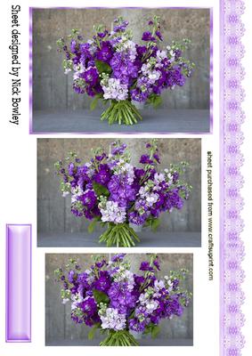 Purple Spray of Peony Flowers with Lace Pyramids