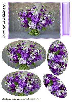 Purple Spray of Peony Flowers Oval Pyramids
