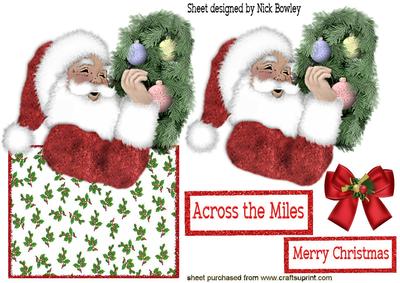 Lovely Santa on Holly Over the Edge Card