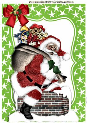 Vintage Santa Climbing Down Chimney A4