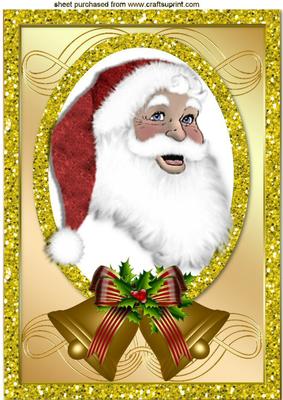 Lovely Santa with Bells Topper & Card A4