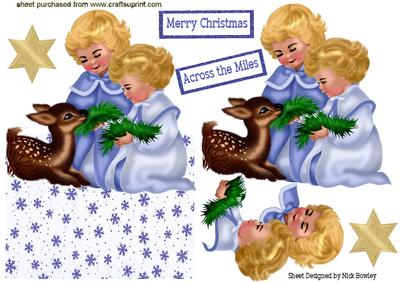 Children Feeding a Deer Over the Edge Card