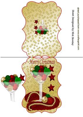 Christmas Baubles in a Champagne Glass Card