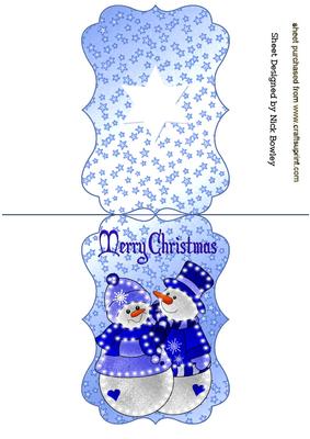 Illuminated Blue Snowmen with Stars Quick Crd