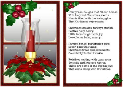 Christmas Candle Display in the Window, Card/insert