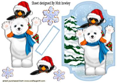Polar Bear and Penguin in the Snow Bracket Frame