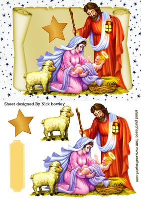 Lovely Nativity with Jesus on a Scroll with Star