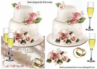 Wedding Cake with Roses, Ring Over the Edge Card