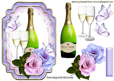 Lovely Pink & Lilac Flowers with Champers & Glasses