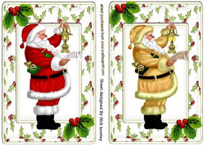 Santa with His List and Lantern Cards
