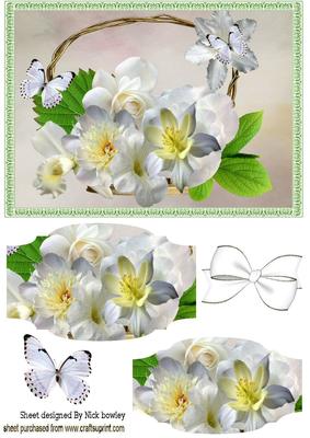 Basket of White Flowers Bracket Pyramids