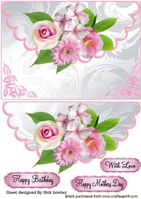 Pink Shades of Flowers on Scalloped Envelope