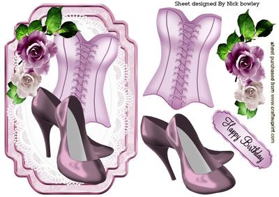 Pink Basque and Shoes with Roses on Lace