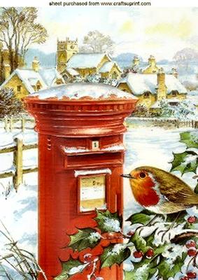 Snow Village with Letterbox & Robin A4