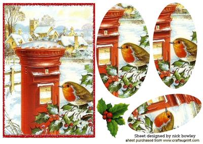 Cute Robin in Snow Village Oval Pyramids