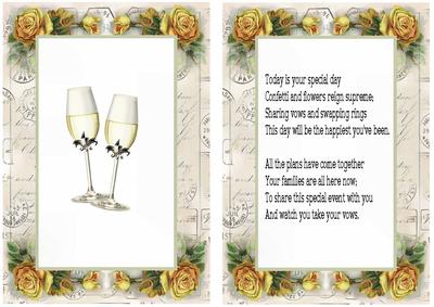Vintage Frame of Roses,a5 Wedding Verse
