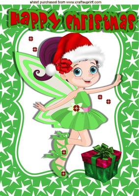 Faeries Celebrate Christmas in Santa Hat A4