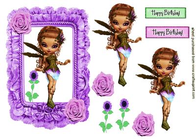 Pretty Little Faerie in Rainbow Colours in Frilly Frame