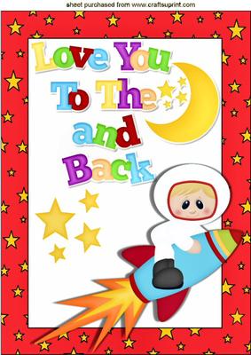 Love You to the Moon, in Red Star Frame A4
