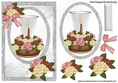Pretty Roses and Candle Sparkle Card & Topper