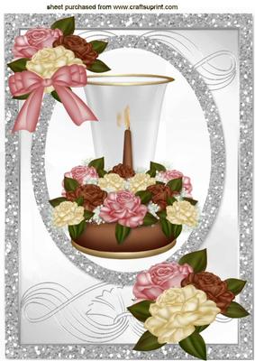Pretty Roses and Candle with Bow A4