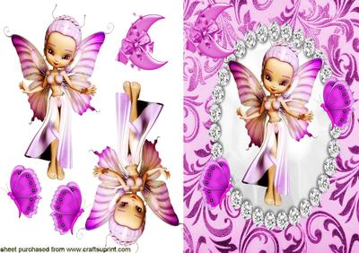 Pretty Little Faerie in Diamond Frame with Butterflies