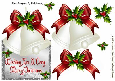 Christmas Bells with Red Bow Over the Edge