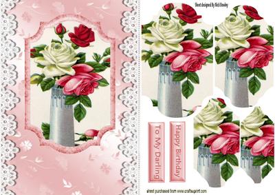 Pink and Cream Roses in a Vase Bracket Pyramids