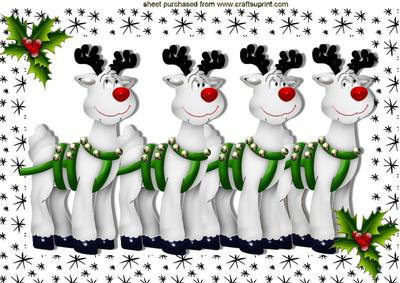 Santas Rteindeers with Holly in Star Frame A4