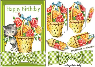 Kitten with Basket of Roses Bracket Pyramids