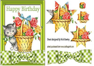 Kitten with Basket of Roses Star Pyramids