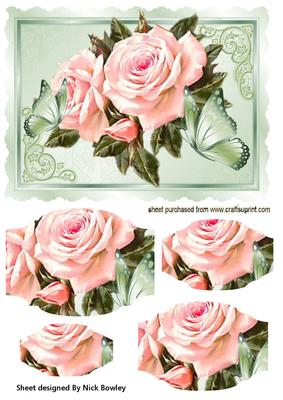 Pretty Pink Roses with Butterflies Bracket Pyramids