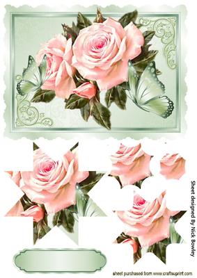 Pretty Pink Roses with Butterflies Star Pyramids