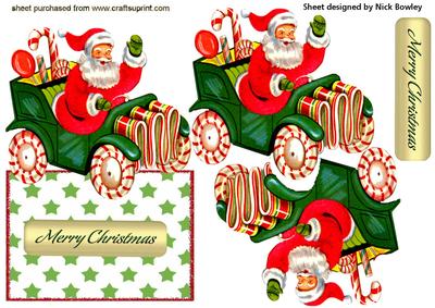 Santa in Candy Car Over the Edge Card