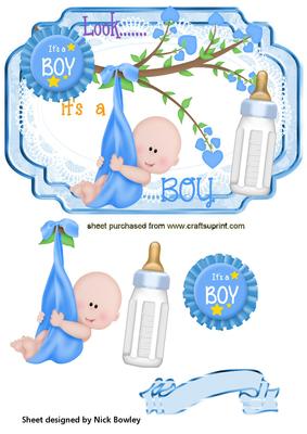 Bundle of Joy! Baby Boy with Bottle on Lace
