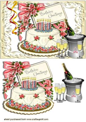 Party Cake with Ice Bucket and Wine