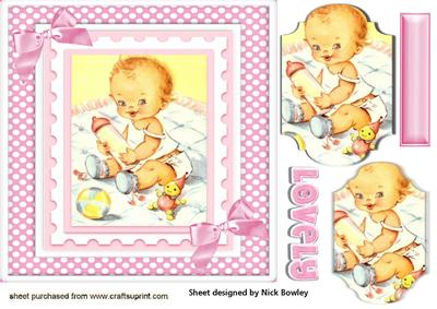 Lovely Baby Girl in Pink Gingham Bracket Pyramids 7x7