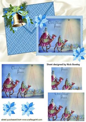 Three Wise Men on Camels on Card and Envelope Pyramids