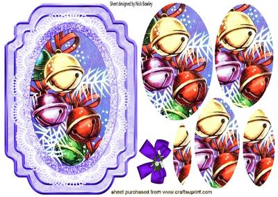Christmas Bells on Lace with Glitter Oval Pyramids
