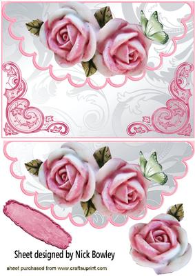 Pretty Pink Roses on Scalloped Envelope